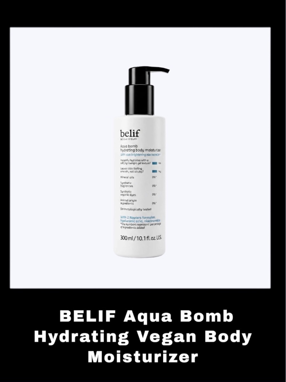 BELIF Aqua Bomb Hydrating 10.0 Fluid Ounces Vegan Body Moisturizer